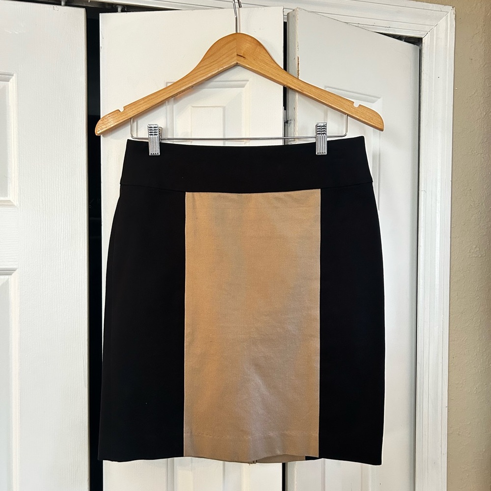 Banana Republic Colorblock Front Panel Pencil Skirt - Black & Camel Sz 4